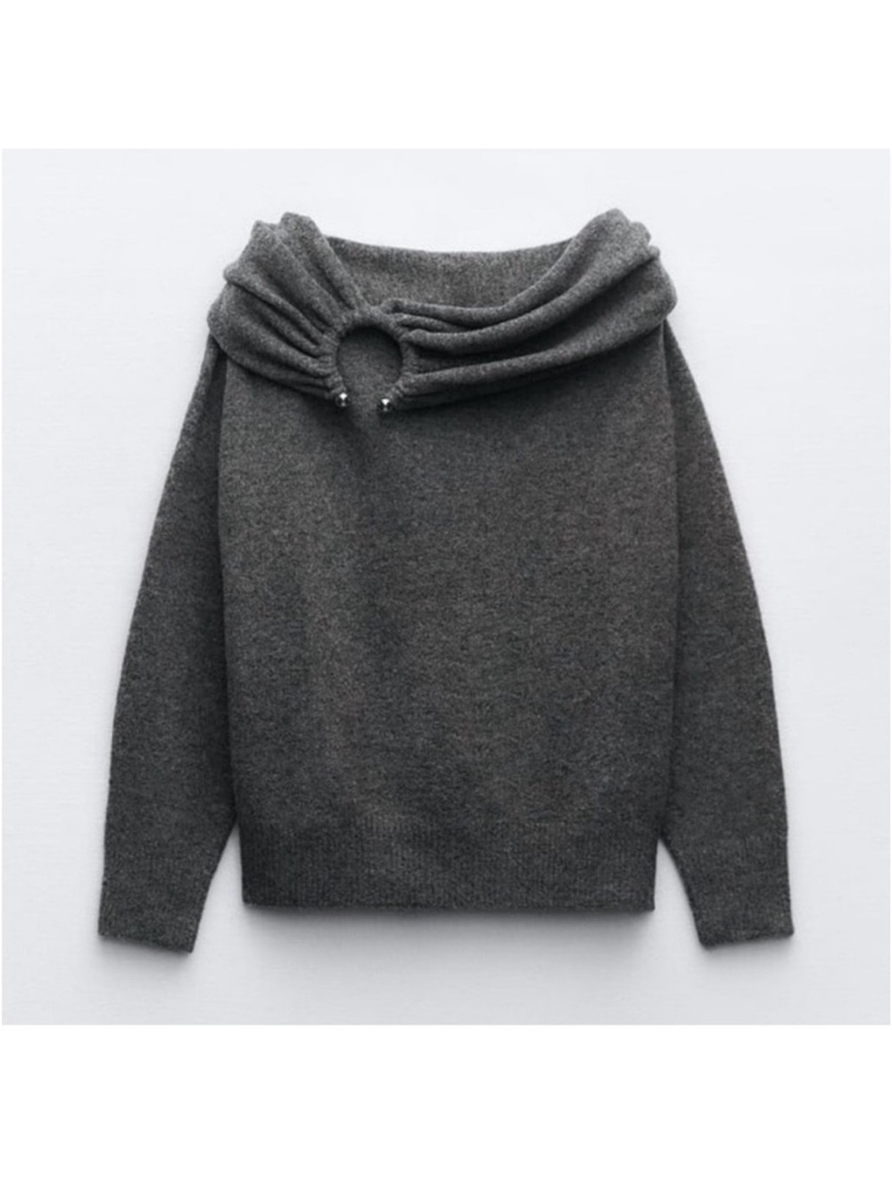 Zara Charcoal Gray Cowl Neck Knit Sweater